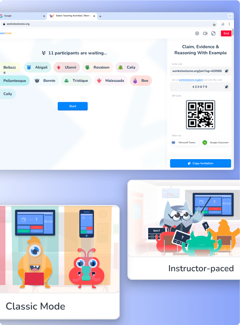 Host live sessions with Worksheetzone